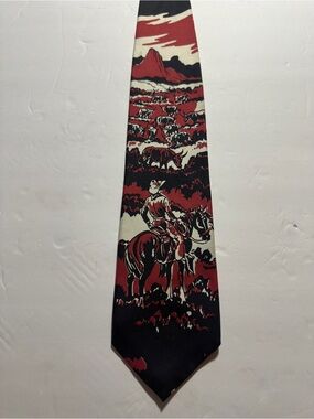 Vintage Till Goodan Michael Jacob’s Cowboy Western Silk Tie Made USA 55x4
